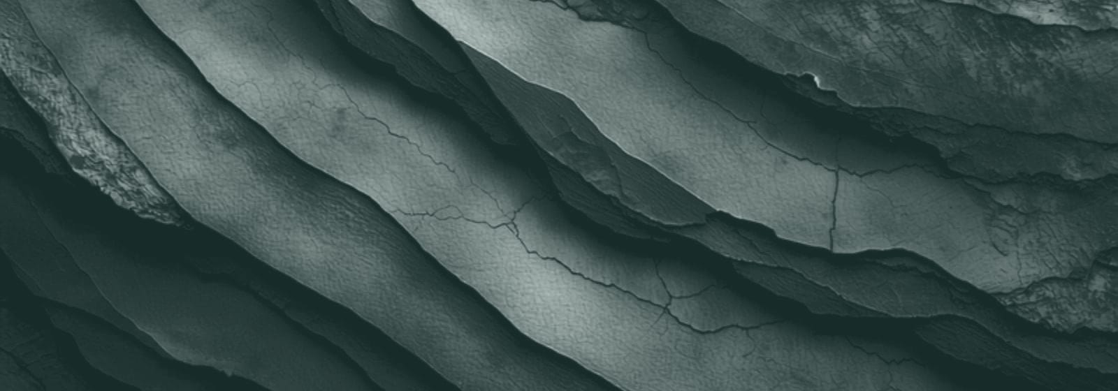 Stone & Pillar strata artwork, plate 03: layered rock in slate green, the colour this site uses for environment & pollution matters.