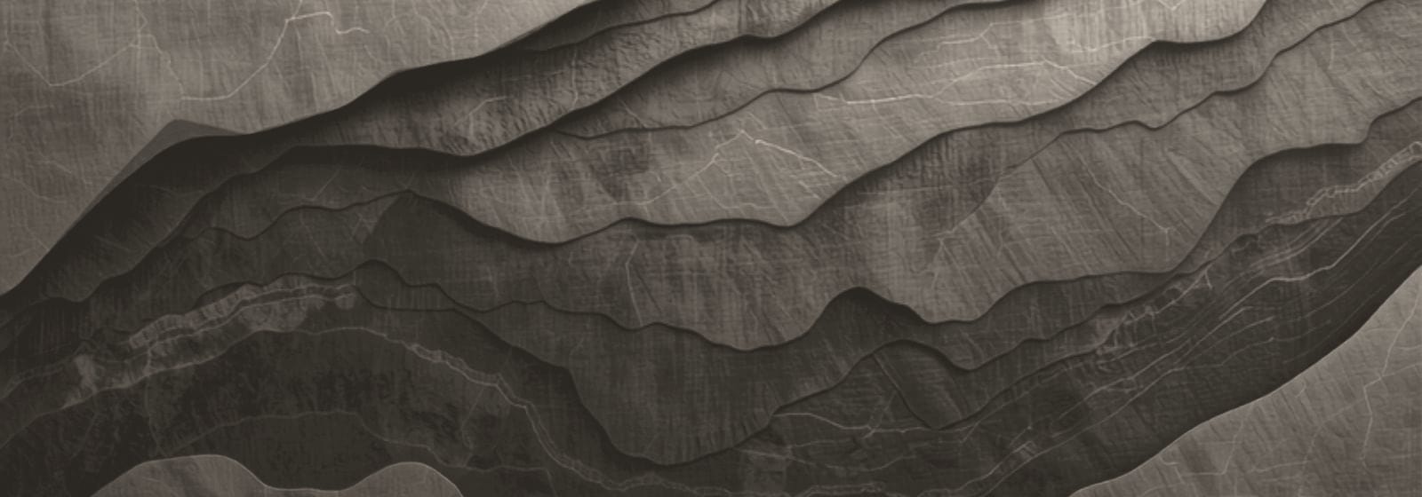 Stone & Pillar strata artwork, plate 04: layered rock in warm stone, the colour this site uses for planning & development matters.